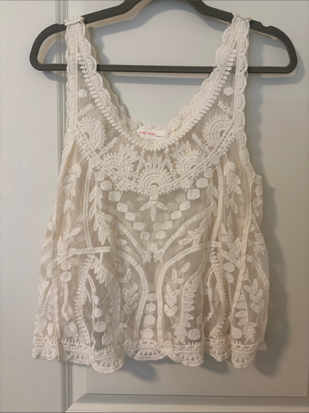 Love Tree White Embroidered Lace Camisole